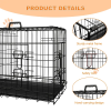 Dog Crate, 36 Inch Medium Dog Cage with Divider and Plastic Leak-Proof Pan Tray, Double Door Folding Metal Wire Cage for Indoor, Outdoor, and Tra
