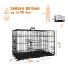 Dog Crate, 36 Inch Medium Dog Cage with Divider and Plastic Leak-Proof Pan Tray, Double Door Folding Metal Wire Cage for Indoor, Outdoor, and Tra
