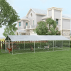 PawHut 19.7' x 7.5' x 4.9' Dog Kennel Outdoor for Large-Sized Dogs with Waterproof UV Resistant Roof, Silver