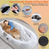Human Size Dog Bed with Pillow Blanket 72.83x47.24x11.81in Bean Bag Bed Washable Removable Flurry Plush Cover Large Napping Human-Sized Bed For A