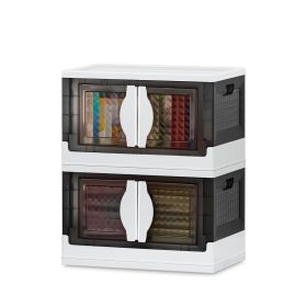 Storage Bins Stackable Wheeled Foldable Containers Organizer (Quantity: 2 Pieces)